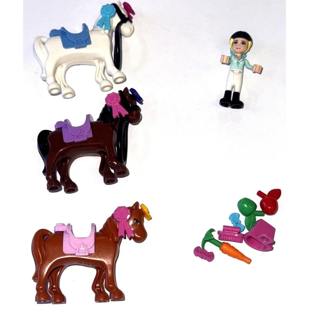 Lego Friends Horse Lot Mini Fig Bridle Saddle Carrot Bow Ribbons